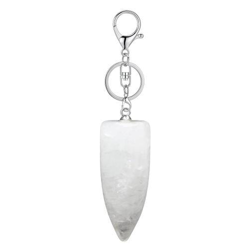 Bullet Shape Healing Pointed Chakra Key Chain Quartz Crystal Stone Charm Bullet Key Ring