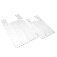 White plastic T shirt vest strap bags for retail supermarket grocery takeout shopping bag