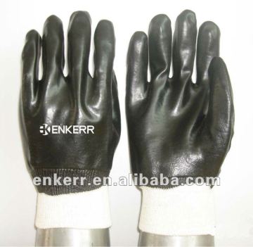 CE pvc coated gloves knit wrist coated gloves