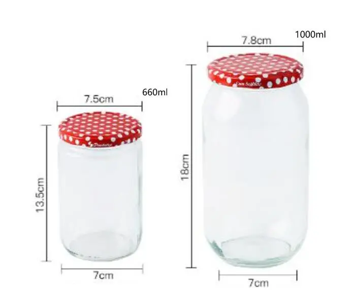 Straight Side Round Glass Jars with Metal Lids for Food Fruit