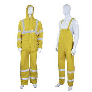 high visibility reflective safety PVC raincoat with pants