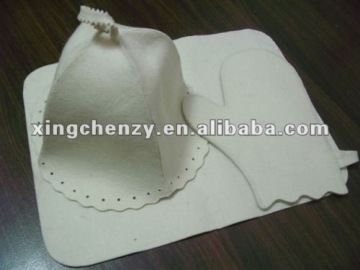 famous brand 100% wool felt sauna hats and gloves