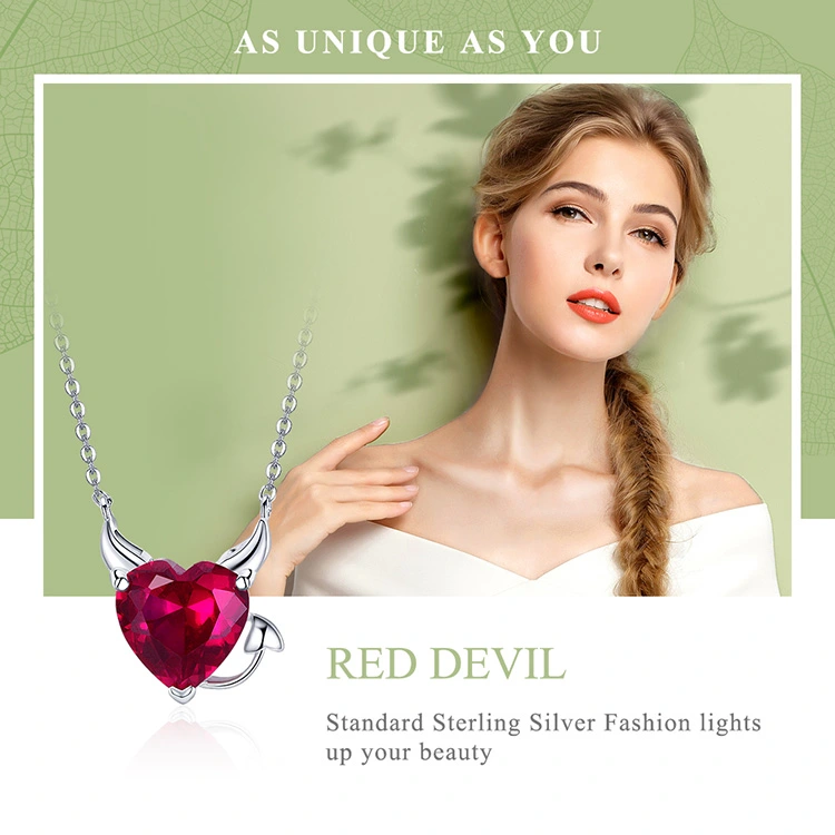 Jewelry of Devil Wings Red CZ 925 Sterling Silver Pendant