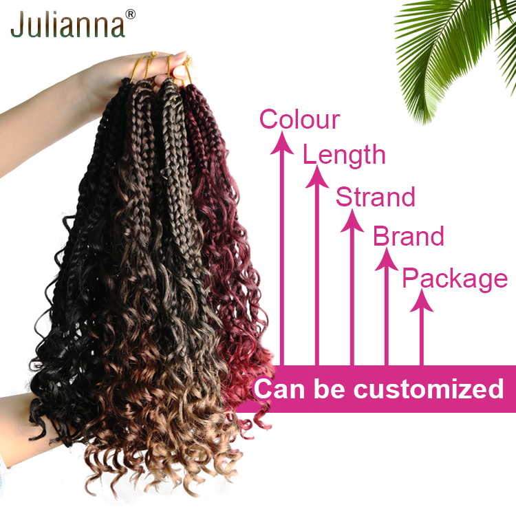 Julianna Crochet Hair River Box Braid Messy Bohemian Box Braid With Curly End Goddess Knotless BohoBox Braid