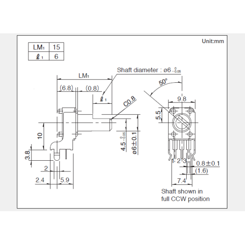 Drehpotentiometer der Serie Rk09k