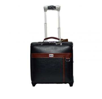 Cabin Size PU Classical Black Laptop Trolley Case