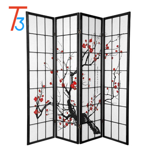 4 Panel Folding Privacy Wood Screen Room Divider