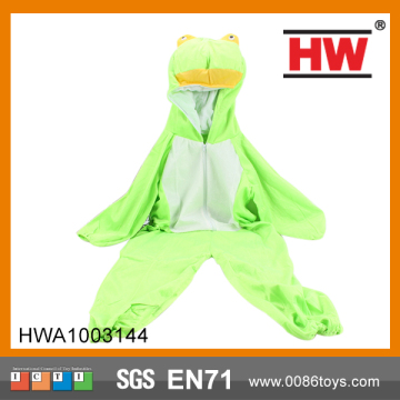 Flannel green frog hooded bodies romper funny costume