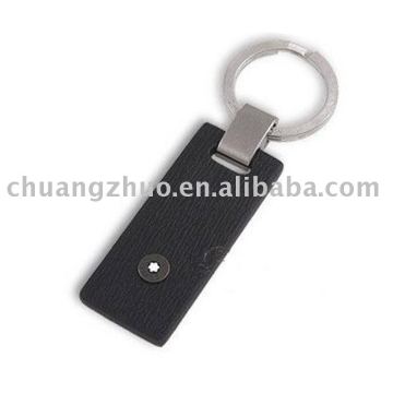 Fashion Rectangle Leather LOGO Keyring