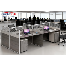 Partitioned Executive Office with Computer Wooden Desks