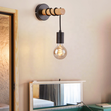 Black White Wooden Wall Lamp | Indoor Wall Bracket Lighting