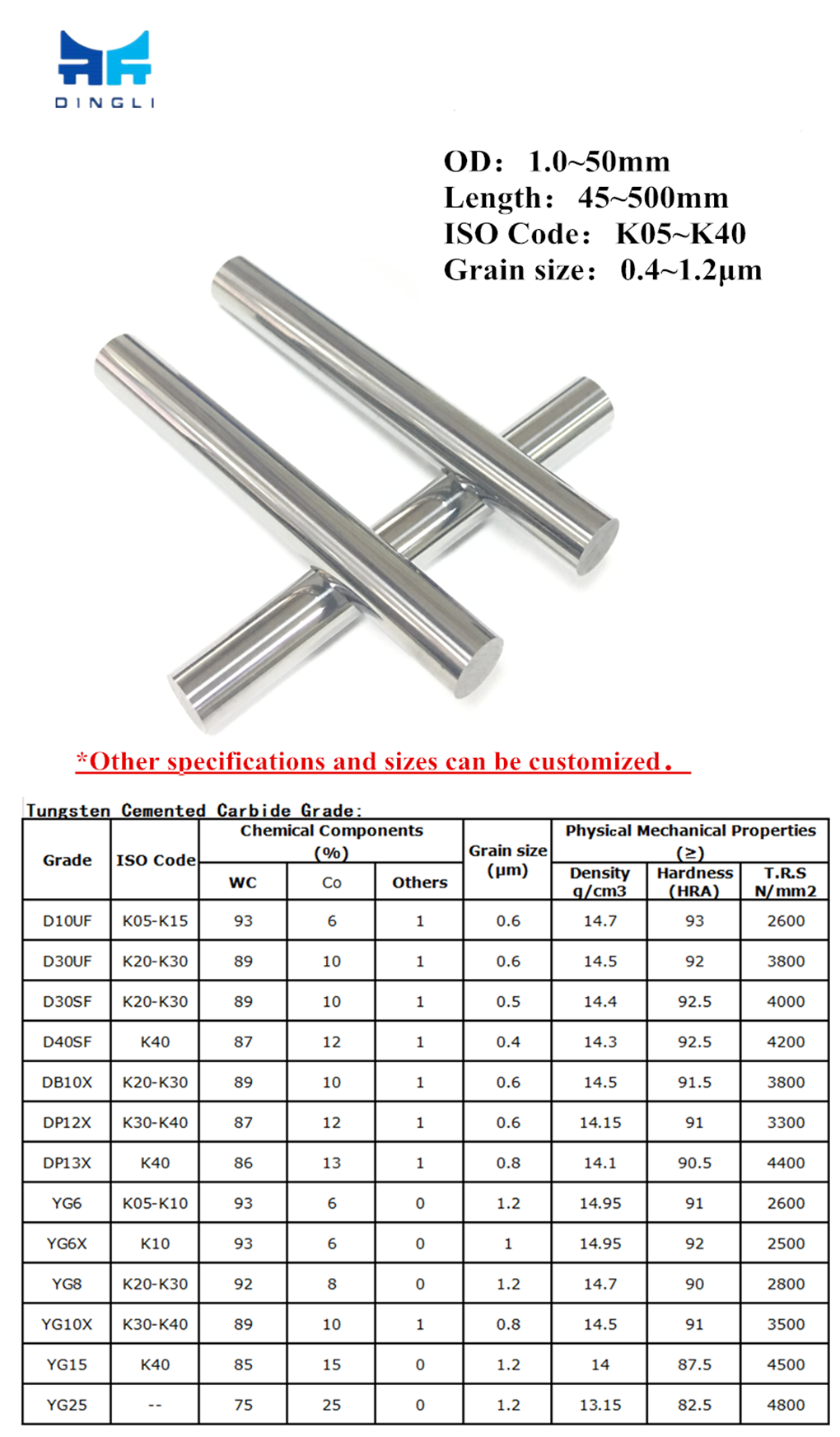 YG6 ground tungsten carbide bars for carbide tools