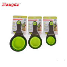wholesale large Silicone folding Pet Food Scoop with Clip small animal cat dog collapsible food scoop cup
