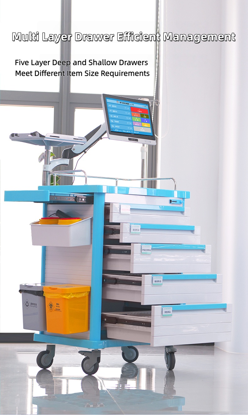 carrinho médico com chave lockable medical cart