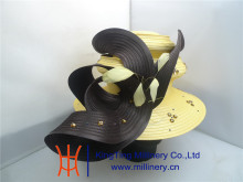 BM-5054 Wholesale Designer Charactor Wide Brim Church Hat With Rhinestone