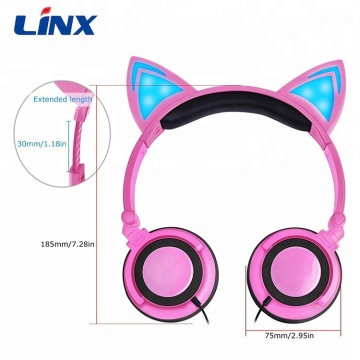 Auriculares de oreja de gato coloridos al por mayor con luz LED