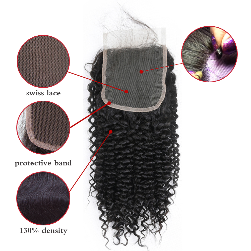 Best wholesale 4x4 indian black  kinky curl hair Bundles With closure , remy hair extensions