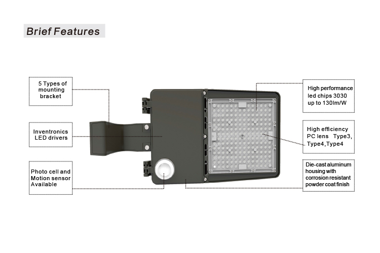 DLC Premium 75w 100w 150w 200w 240w 300w commercial led parking lot lighting