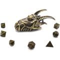Dragon Head Necklace with Mini Dice Set, Tiny 7pcs Polyhedral DND Dice Set in Dragon Head Metal Cage Portable Keychain Necklace
