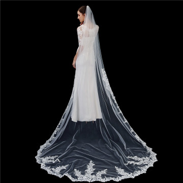 Elegant Custom Bridal Long Lace Cathedral Wedding Veil