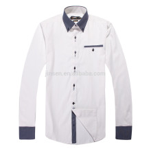 Big Pointed Collar Fancy Shirts with Black Contrast Fabric on Cuff and Collar