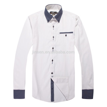 Big Pointed Collar Fancy Shirts with Black Contrast Fabric on Cuff and Collar