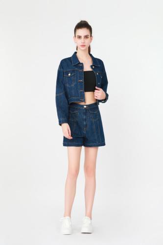 Ladies áo khoác bỏ túi denim