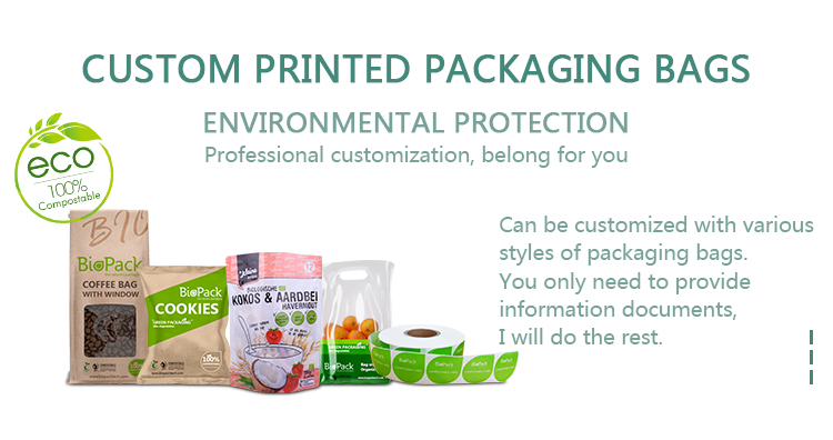 Customized Print Back Seal Compostable Bag