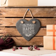 Unique Handmade Personalised Heart Shape Black Natural Slate Christmas Crafts