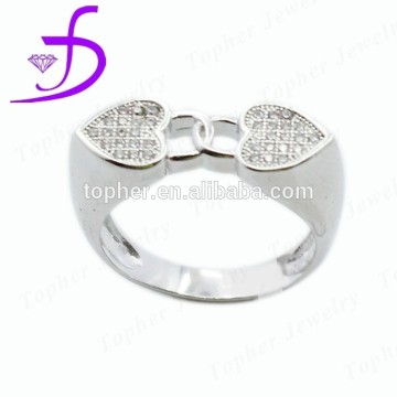 Unique 925 sterling silver double heart ring design