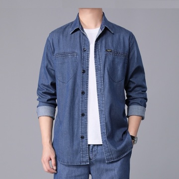 Mens cotton denim long sleeve shirt