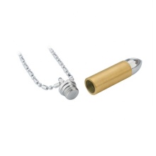 Two-Tone Brushed Stainless Steel Screw Hook Memory Cremation Pendant