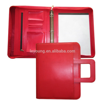 Red Color Leather Document Padfolio With Handle