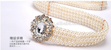 fashion gentlewomanly style ladies metal diamante pearl beads series of elastic decoration wide waist belt
