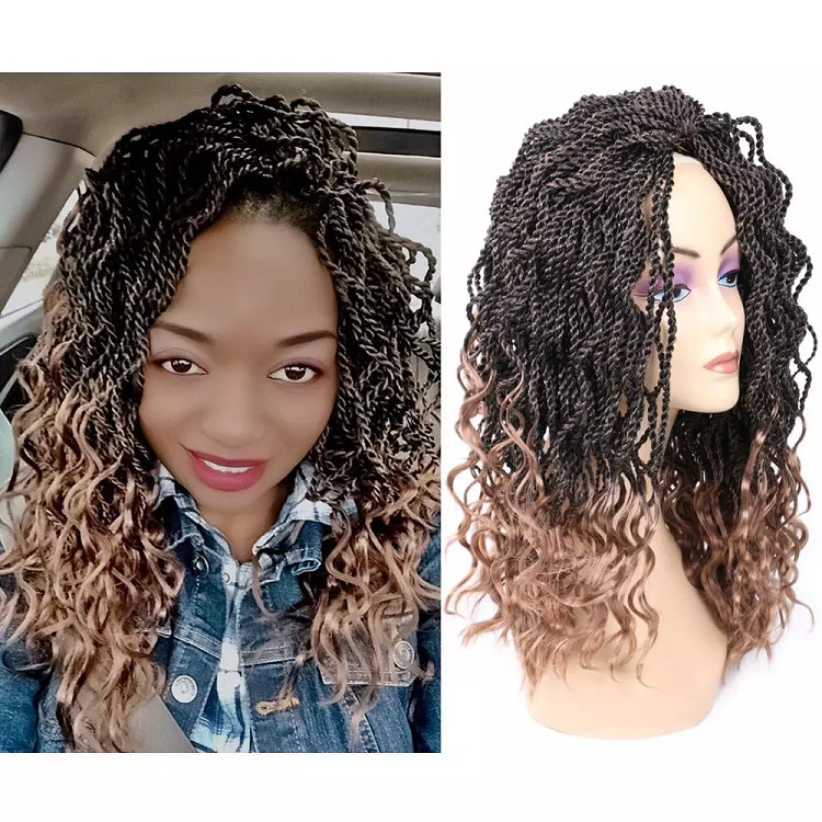 Wavy Senegalese Twist Braids Crochet Hair with Loose Curl Ends Twist Braid Hair Extension14inch 35 Strands