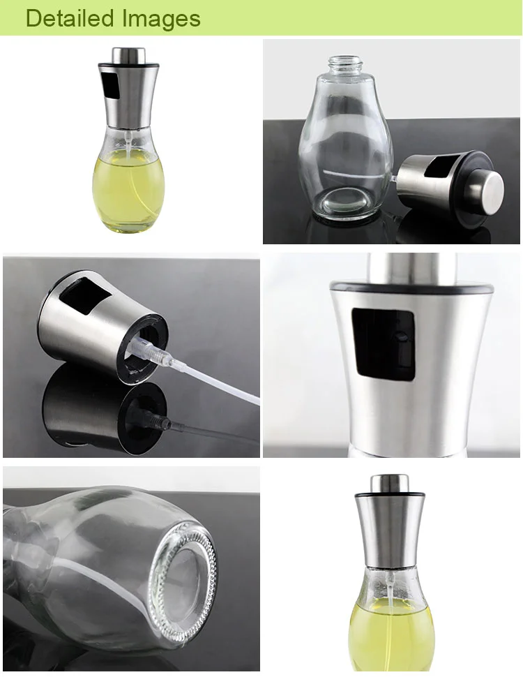 New Product Capacity Kitchen Cooking Oil Bottle Spray Vinegar Glass Bottle Stainless Steel Olive Oil Sprayer Bottle