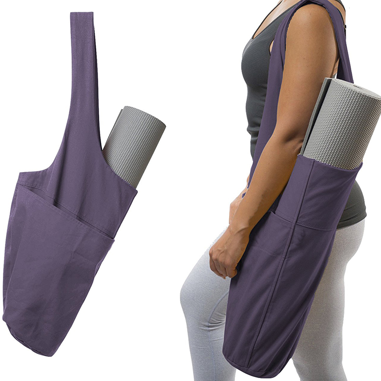 Cotton Yoga Mat Shoulder Bag with Pocket Fits All Size Mats Yoga Pad Carrier Holder