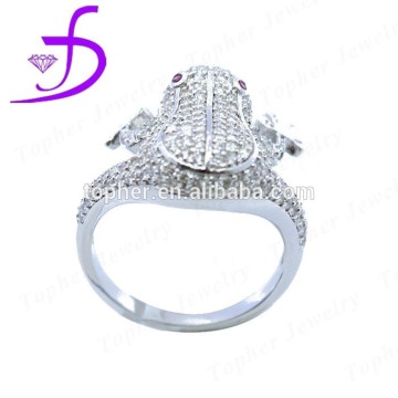 AAA zircon 925 sterling silver imitation micro pave setting frog ring