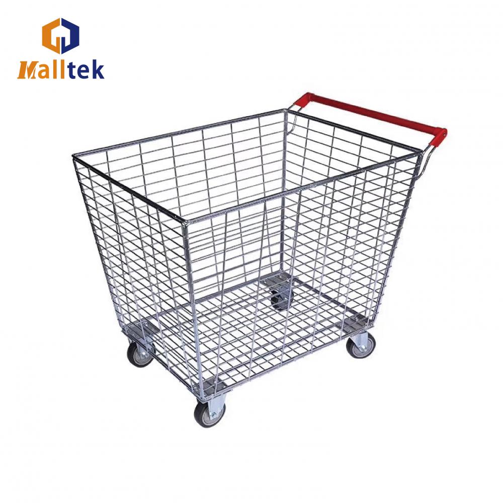 Zinc plated Big Basket Warehouse Storage Carry Trolley