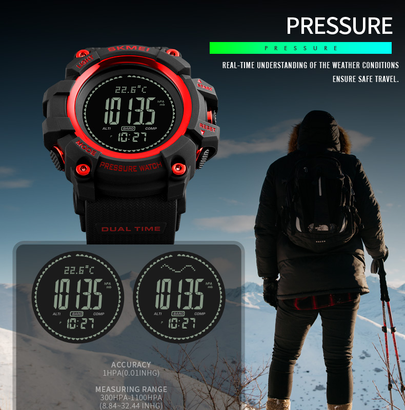 Top selling skmei 1358 waterproof alarm chrono compass sports watches men wrist for wholesale