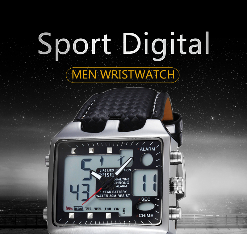 OHSEN 0930 Men Digital Quartz Wristwatch Fashion Sports Men Analog 30M Waterproof Military Clock Male Watches