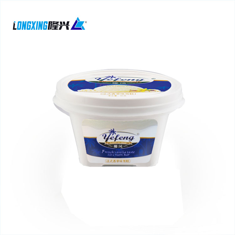 Eco Friendly Durable Freeze  150g-230ground square Custom Logo IML PP Plastic Disposable Ice Cream Cup with Lid 003#