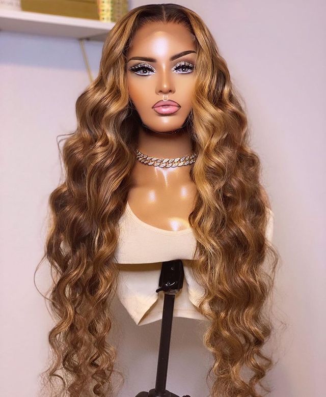 Factory Customized Any Texture Color Human Hair Wig Highlight Color Cuticle Aligned Virgin Hair Transparent13x4 Lace Front Wigs