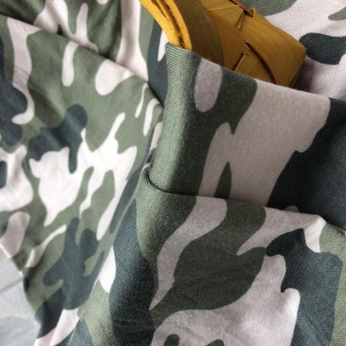 Camouflage Pattern Printed Rayon Single Jersey Fabric