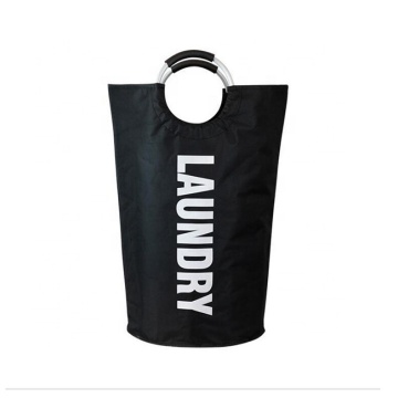 Oxford Portable Aluminum Handle Dirty Clothing Laundry Hamper Custom Logo Collapsible Storage Bags