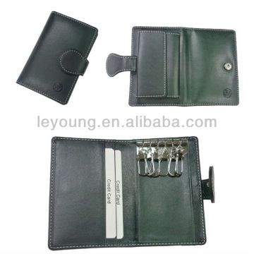 Logo Embossed leather key organizer wallets with card holder