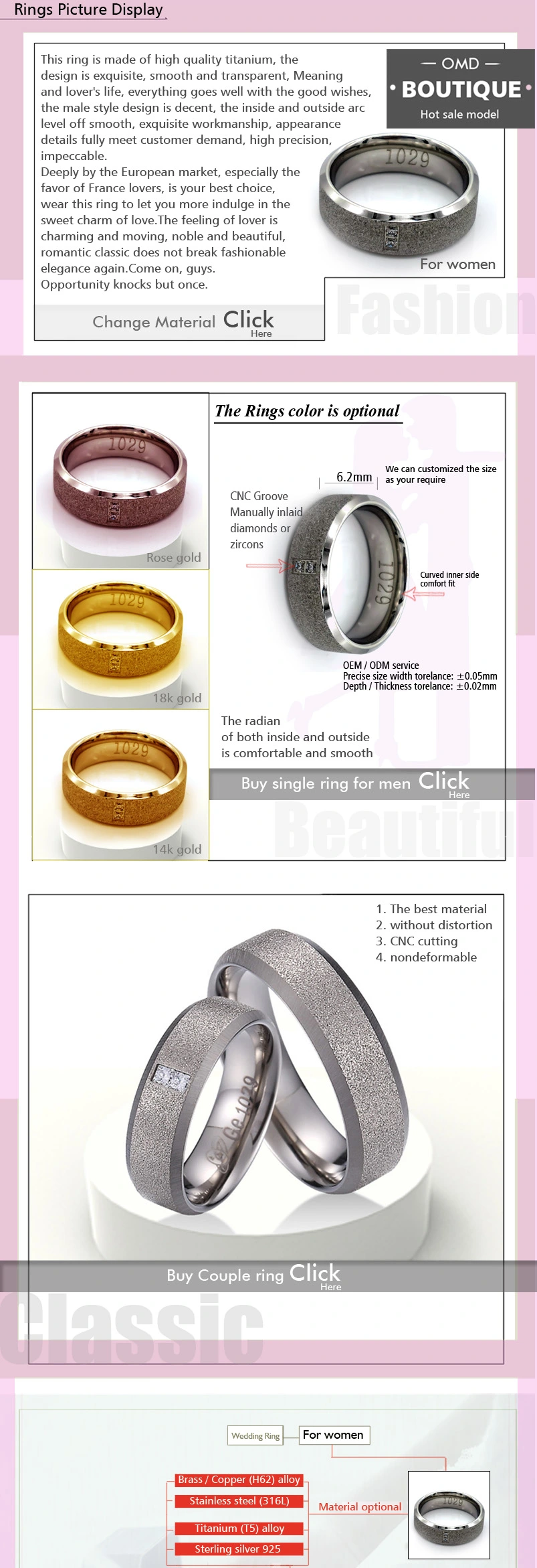 Wholesale Jewelry Design with Two Stones Titanium Ring