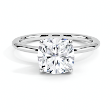18K WG Cushion Cut Lab Diamond Solitaire Ring