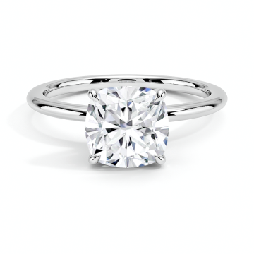 18K WG Cushion Cut Lab Diamond Solitaire Ring