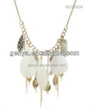 Pure jewelry peacock white feather necklace